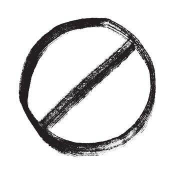 Hand drawn prohibition sign No entry symbol Black circle with cross line clipart in doodle style Ban Restriction Forbidden stop Single element for print, web, design restriction brush vector