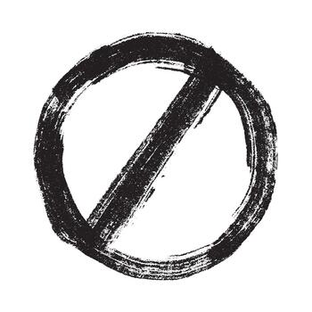 restriction brush Hand drawn prohibition sign No entry symbol Black circle with cross line clipart in doodle style Ban Restriction Forbidden stop Single element for print, web, design vector