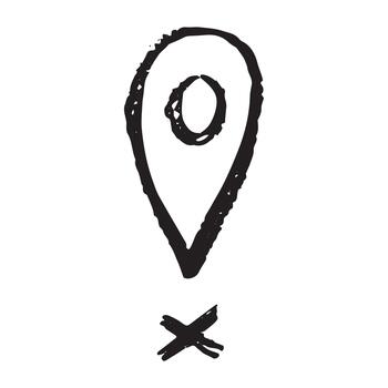 ubicación lápiz mano dibujado mapa alfiler mapa marcador puntero firmar GPS y cartografía herramientas ubicación alfiler símbolo determinar con precisión clipart en garabatear estilo soltero elemento para web, diseño vector