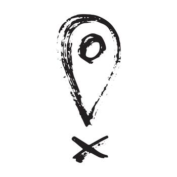 mano dibujado mapa alfiler mapa marcador puntero firmar GPS y cartografía herramientas ubicación alfiler símbolo determinar con precisión clipart en garabatear estilo soltero elemento para web, diseño ubicación lápiz vector
