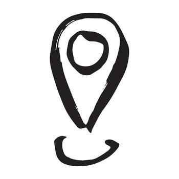 mano dibujado mapa alfiler mapa marcador puntero firmar GPS y cartografía herramientas ubicación alfiler símbolo determinar con precisión clipart en garabatear estilo soltero elemento para web, diseño ubicación grunge vector