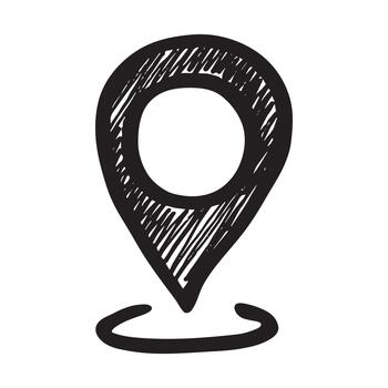 mano dibujado mapa alfiler mapa marcador puntero firmar GPS y cartografía herramientas ubicación alfiler símbolo determinar con precisión clipart en garabatear estilo soltero elemento para web, diseño ubicación dibujos animados vector