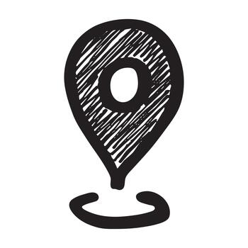 mano dibujado mapa alfiler mapa marcador puntero firmar GPS y cartografía herramientas ubicación alfiler símbolo determinar con precisión clipart en garabatear estilo soltero elemento para web, diseño ubicación garabatear vector