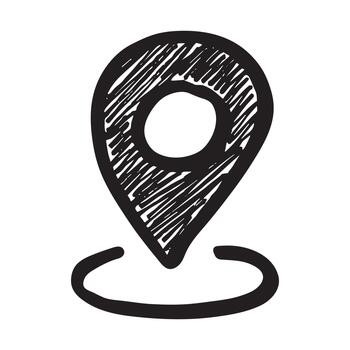 mano dibujado mapa alfiler mapa marcador puntero firmar GPS y cartografía herramientas ubicación alfiler símbolo determinar con precisión clipart en garabatear estilo soltero elemento para web, diseño ubicación negro vector