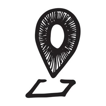 mano dibujado mapa alfiler mapa marcador puntero firmar GPS y cartografía herramientas ubicación alfiler símbolo determinar con precisión clipart en garabatear estilo soltero elemento para web, diseño ubicación pista vector