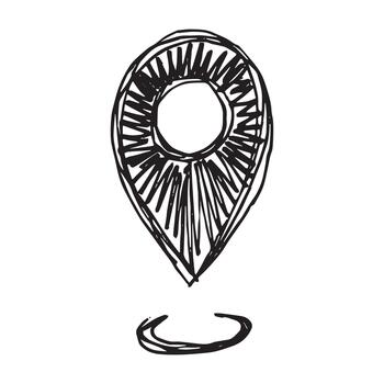 mano dibujado mapa alfiler mapa marcador puntero firmar GPS y cartografía herramientas ubicación alfiler símbolo determinar con precisión clipart en garabatear estilo soltero elemento para web, diseño ubicación la carretera vector