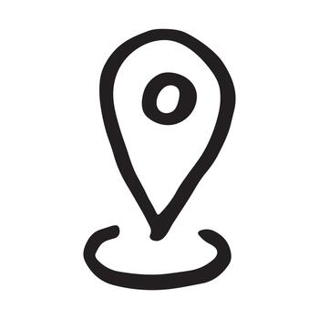 ubicación de viaje mano dibujado mapa alfiler mapa marcador puntero firmar GPS y cartografía herramientas ubicación alfiler símbolo determinar con precisión clipart en garabatear estilo soltero elemento para web, diseño vector