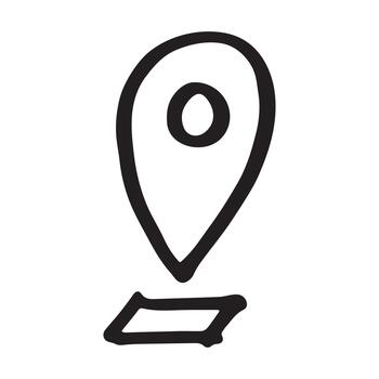 ubicación geografía mano dibujado mapa alfiler mapa marcador puntero firmar GPS y cartografía herramientas ubicación alfiler símbolo determinar con precisión clipart en garabatear estilo soltero elemento para web, diseño vector