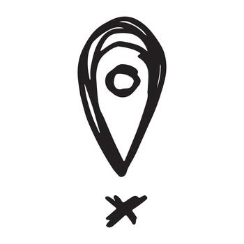 mano dibujado mapa alfiler mapa marcador puntero firmar GPS y cartografía herramientas ubicación alfiler símbolo determinar con precisión clipart en garabatear estilo soltero elemento para web, diseño ubicación geografía vector