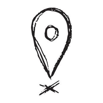 ubicación destino mano dibujado mapa alfiler mapa marcador puntero firmar GPS y cartografía herramientas ubicación alfiler símbolo determinar con precisión clipart en garabatear estilo soltero elemento para web, diseño vector