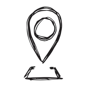 ubicación geolocalización mano dibujado mapa alfiler mapa marcador puntero firmar GPS y cartografía herramientas ubicación alfiler símbolo determinar con precisión clipart en garabatear estilo soltero elemento para web, diseño vector