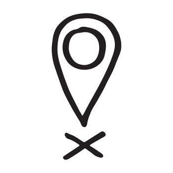 ubicación viaje mano dibujado mapa alfiler mapa marcador puntero firmar GPS y cartografía herramientas ubicación alfiler símbolo determinar con precisión clipart en garabatear estilo soltero elemento para web, diseño vector