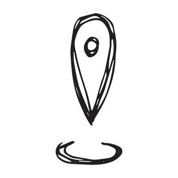 ubicación objetivo mano dibujado mapa alfiler mapa marcador puntero firmar GPS y cartografía herramientas ubicación alfiler símbolo determinar con precisión clipart en garabatear estilo soltero elemento para web, diseño vector