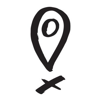 mano dibujado mapa alfiler mapa marcador puntero firmar GPS y cartografía herramientas ubicación alfiler símbolo determinar con precisión clipart en garabatear estilo soltero elemento para web, diseño ubicación marcador vector