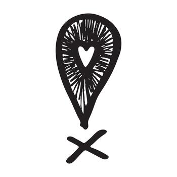 mano dibujado mapa alfiler mapa marcador puntero firmar GPS y cartografía herramientas ubicación alfiler símbolo determinar con precisión clipart en garabatear estilo soltero elemento para web, diseño ubicación herramienta vector