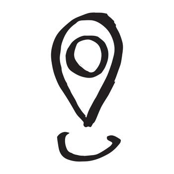 ubicación GPS mano dibujado mapa alfiler mapa marcador puntero firmar GPS y cartografía herramientas ubicación alfiler símbolo determinar con precisión clipart en garabatear estilo soltero elemento para web, diseño vector