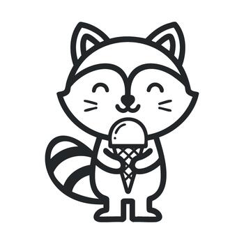 Happy raccoon enjoying ice cream in a playful setting vector