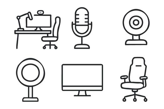 Modern workspace essentials for remote work and content creation vector