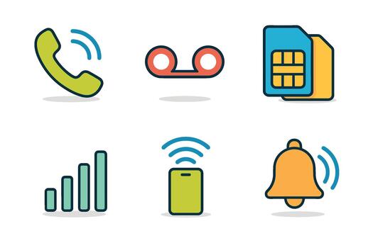Mobile communication icons for user interface design and applications vector