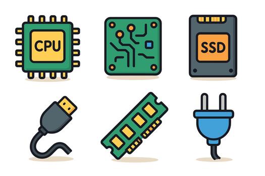 Technology components for electronic devices including CPU and SSD vector