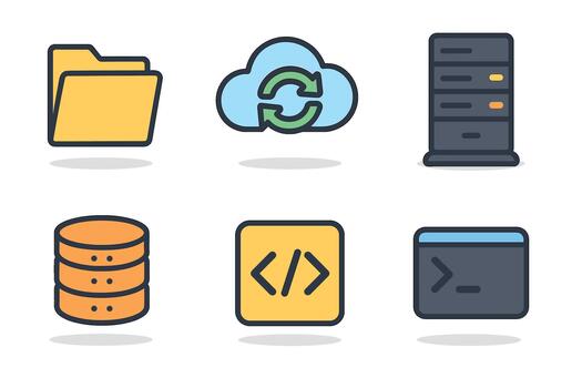 datos administración conceptos con íconos para nube almacenamiento y servidores vector