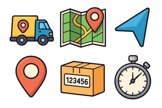 Delivery logistics icons for efficient navigation and tracking vector