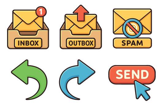 Email management icons for efficient communication and organization vector