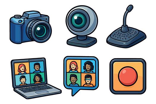 Tools for virtual communication and digital content creation vector