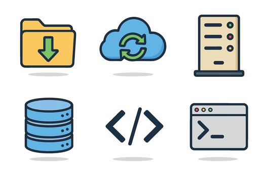 Cloud computing icons for digital data management and storage vector