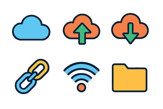 Cloud storage icons for file upload and download options vector