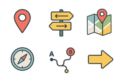 Navigation tools for map reading and outdoor adventures vector
