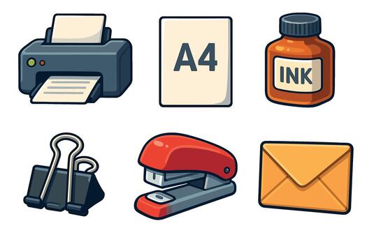 Office supplies for efficient printing and document handling vector