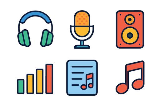Music and audio icons for digital content creation and design vector