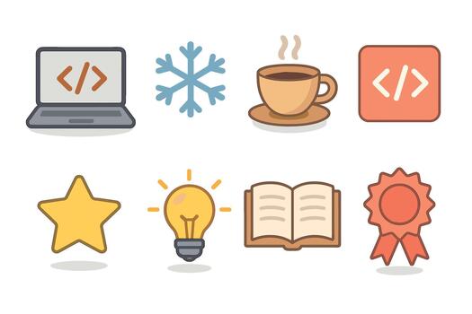 Creative workspace elements for coding and inspiration activities vector