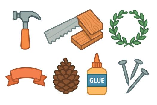 Tools and materials for DIY projects and home crafting activities vector