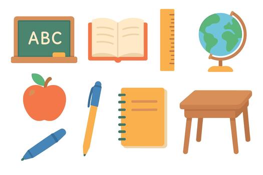 educativo herramientas para aprendizaje en un salón de clases ajuste vector