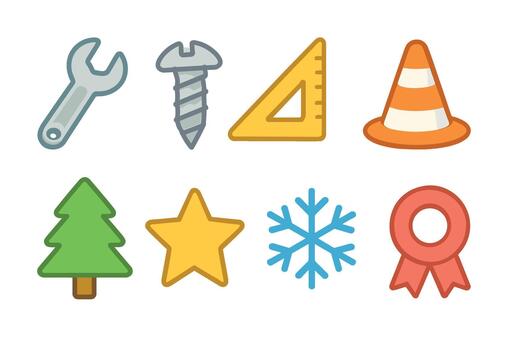 Tools and seasonal symbols for various themes in design projects vector