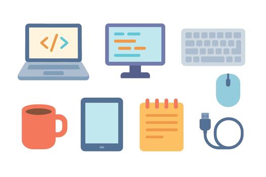 Tools for coding and digital work environment setup vector