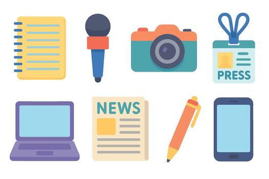 Media tools for journalists supporting reporting and communication vector
