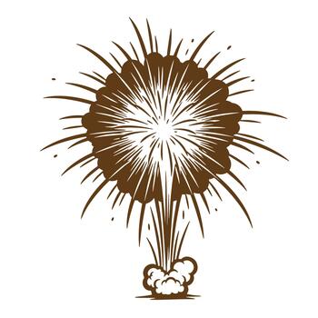 Artistic vintage sketch of a brown burst explosion with cloud and white background vector