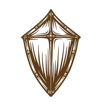 Hand drawn shield design illustration in a sketch style for medieval and historical concepts vector