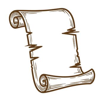 mano dibujado Desplazarse con arrollado bordes antiguo estilo y blanco espacio para texto vector