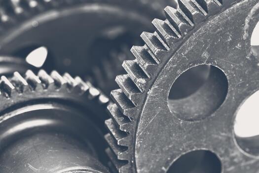 Close look at interconnected gears in a mechanical system showcasing intricate design and function photo