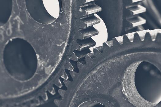 Close-up view of interlocking gears showcasing mechanical design and engineering details photo