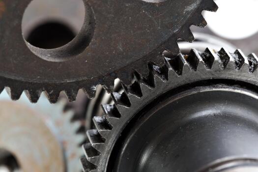 Close-up of interlocking gears demonstrating mechanical engineering in action photo