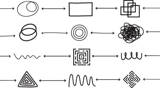 Directional Diagram with Concentric Shapes Flow Arrow Linear Visual Representation vector