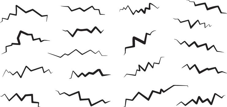 grietas conjunto fractura crepitar roto dañar destrucción destrozado líneas bosquejo vector