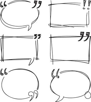 Hand Drawn Speech Bubble Frames with Quotation Marks vector