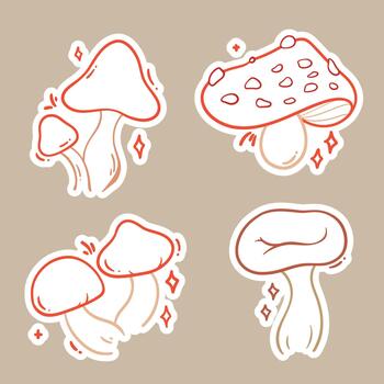 Simple line illustrations of various mushrooms, useful for botanical designs, educational materials, or mushroom-themed graphics. vector