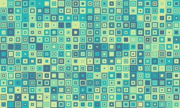 Abstract geometric pattern of teal and beige squares. Perfect for backgrounds, textiles, or digital designs. Evokes feelings of calm and order, yet hints at complexity and data. vector